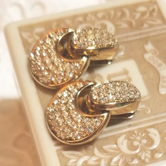 Christian Dior Vintage Door Knocker Crystal Earrings - Picture 3 of 6